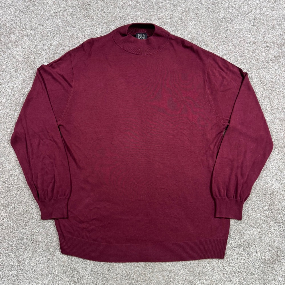 Jos A Bank Signature Collection Mens XXL Burgundy 100% Silk Mock Neck Sweater